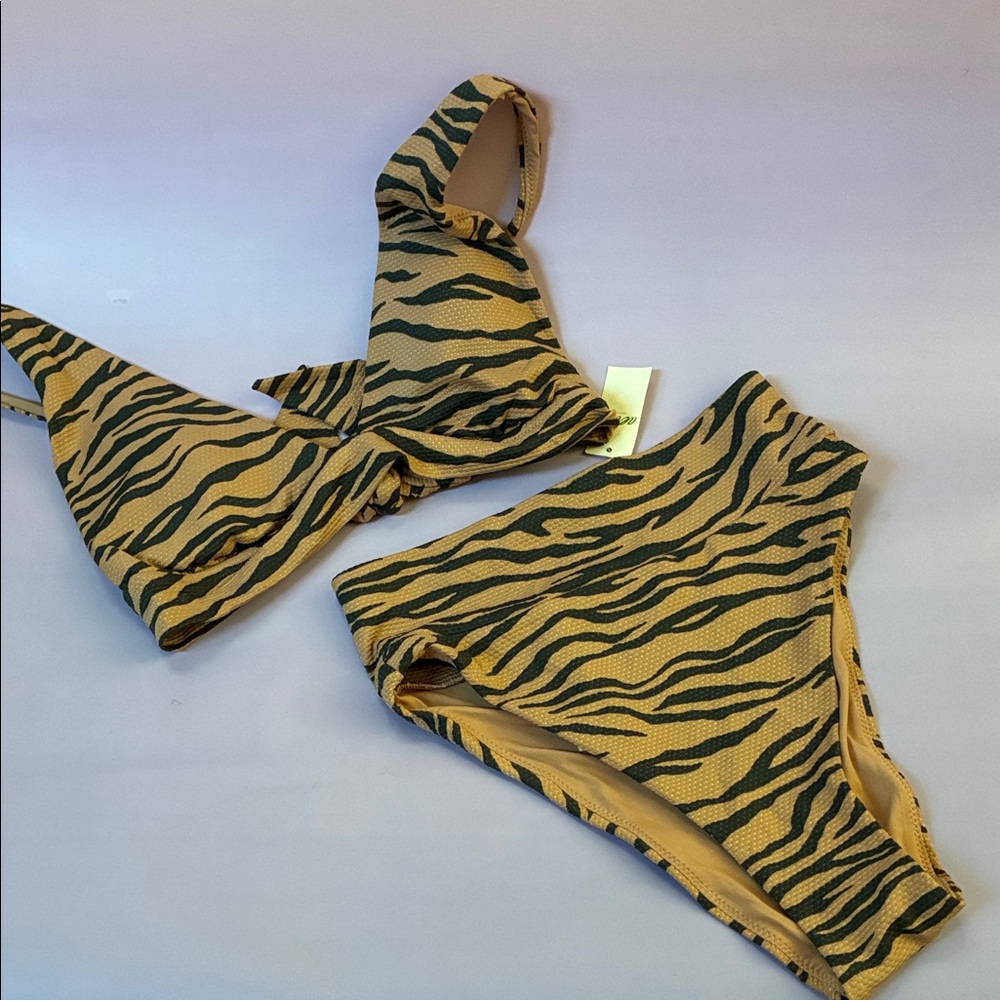 Aerie Zebra Print Bikini - Black and Tan (top S/ bottom XS)